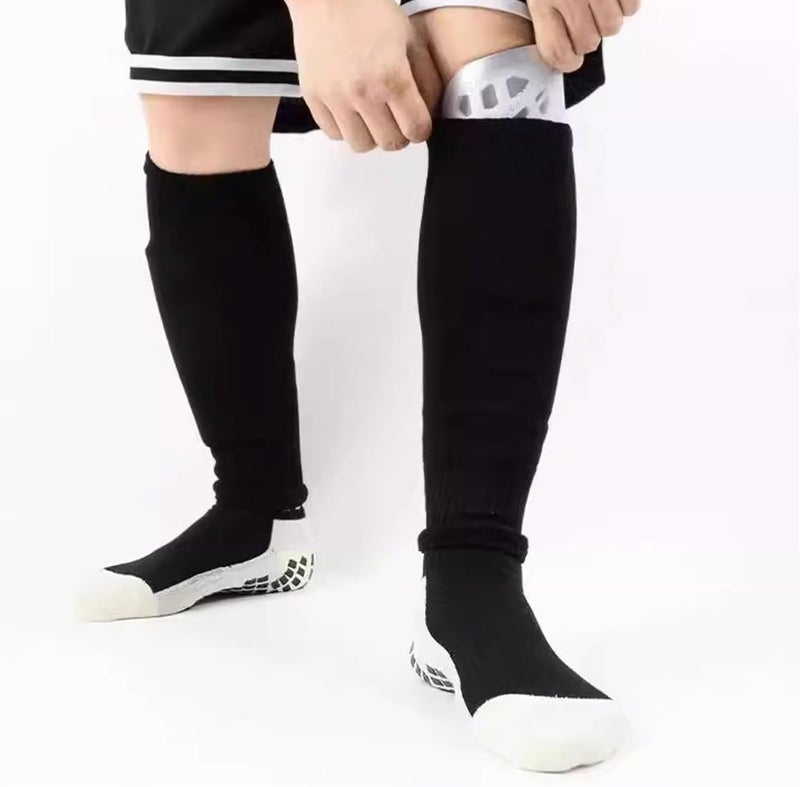 BUKEORE 2 Set Anti-Slip Grip Soccer Socks with Shin Guard Sleeves, Sports Athletic Socks for Men Women - Image 5